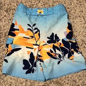 Boys Wonder Nation Blue Swim Trunks Blue/Orange Size Small 6/7